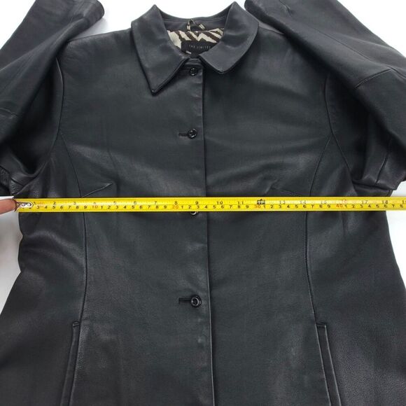 VINTAGE 100% Genuine Leather Jacket 90's Supermodel Mom Coat Small Black Zebra - Picture 4 of 9